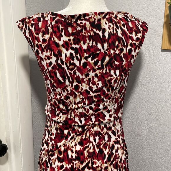 NEW 212 Collection Red & Cream Pattern Waist Twist Dress Size Small - Picture 5 of 9